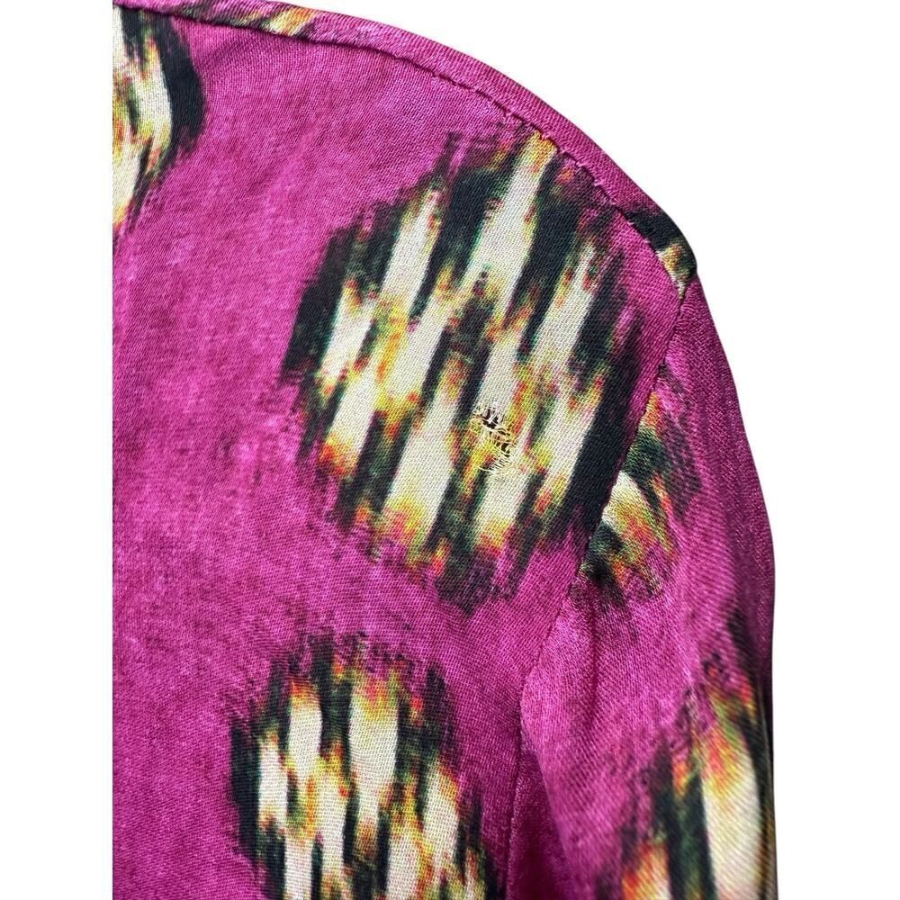 Etro 100% Silk Button-Up Blouse Pink Ikat Print Size US 10 (IT 46) - Picture 5 of 15